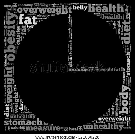Fat info-text graphics and arrangement concept on black background (word cloud)