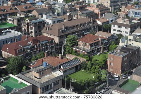 houses seen from a high vantage point of view