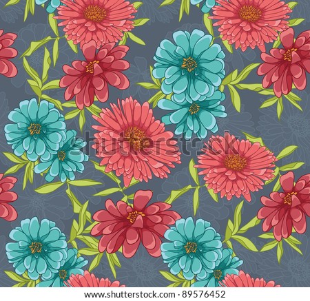 Floral Seamless Pattern With Hand Drawn Flowers Stock Vector ...