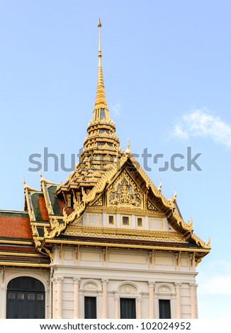 Golden grand throne hall  in the royal palace of Thailand.