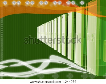 Server connection layout with orange and green color scheme