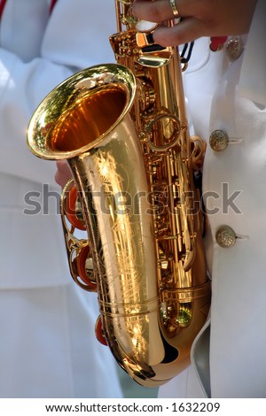 saxophone details in a band