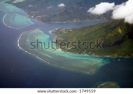 Coral reef and lagoon, south pacific islands, Moorea, French Polynesia