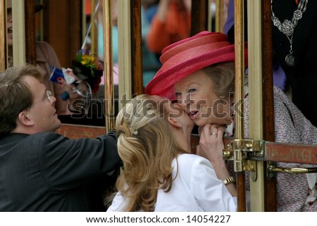 June 2008 - Queen Beatrix and princess Mabel during official public visit to the city of The Hague, Netherlands