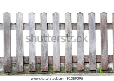 Old wood fence on white background, with clipping paths