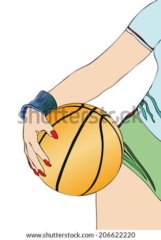 A basketball player with his ball