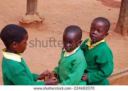 August 2014 - Village of Pomerini - Tanzania - Africa - The African children in kindergarten built by the Franciscan Mission NPO Mawaki to give instruction and education to all children