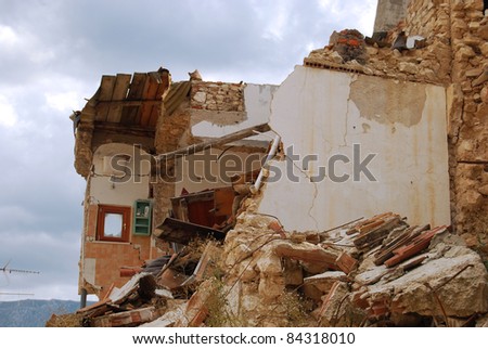 A view of destruction caused by the terrible earthquake in the village of Onna (Aquila ? Abruzzo - Italy)
