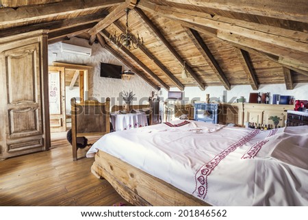 Vintage bedroom in the attic