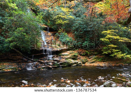 Tom Branch Falls in the Fall in the Deep Creek Area North Carolina
