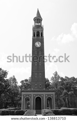Chapel Hill Bell Tower in Black and White