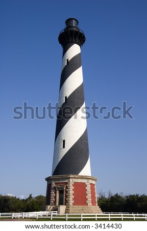 Black & White Brick, Spiral-Striped Lighthouse Built in 1869-1870   Outer Banks, North Carolina