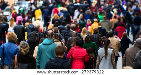Crowd of people at the street, city center