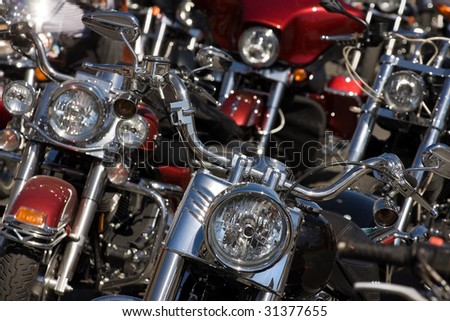 Closeup of motorcycles