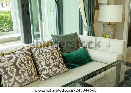 luxury living room design with sofa and lamp