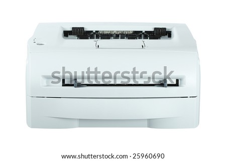 Gray laser printer with clipping path, isolated on white background