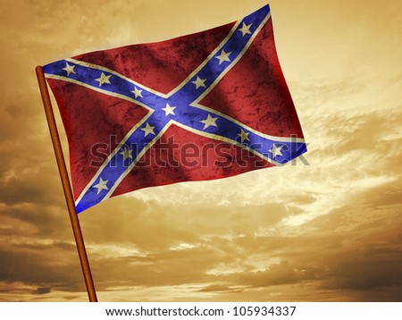 Flag Of Confederate Waving Over Sunset, Rebel Flag, Dixie Flag Stock ...