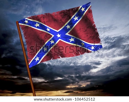 Raged Flag Of Confederate Waving Over Sunset, Rebel Flag, Dixie Flag ...