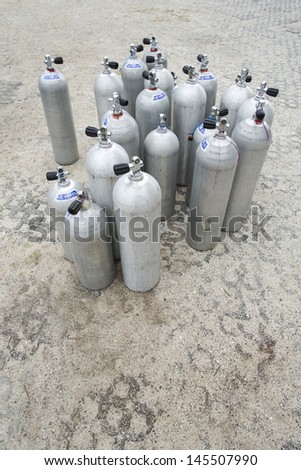 Metal scuba diving oxygen tanks