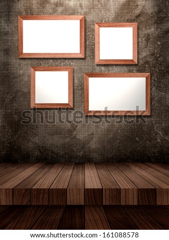 Empty photo frames on the wall