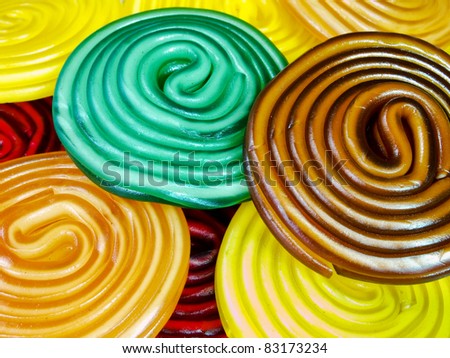 Background of colorful licorice candy wheels