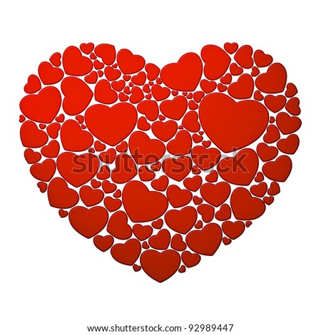 Big Heart Composed Of Small Red Hearts Stock Photo 92989447 : Shutterstock