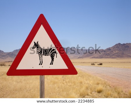 Caution: Zebras! Road sign, Namibia, Africa