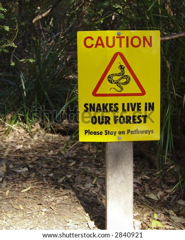 Caution Snakes, Warning Sign, South Australia Stock Photo 2840921 ...