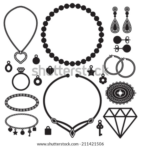 Jewelry Silhouette Icons Vector Set - 211421506 : Shutterstock