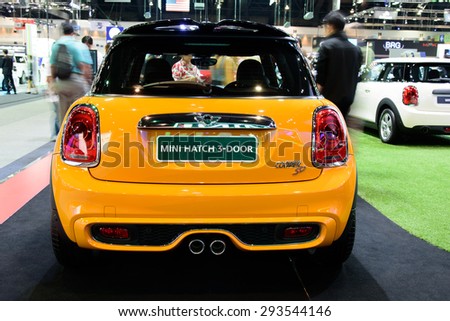 NONTHABURI, THAILAND - DECEMBER 8: The Mini Hatch 3-door is on display at the 31st Thailand International Motor Expo 2014 on December 8, 2014 in Nonthaburi, Thailand.