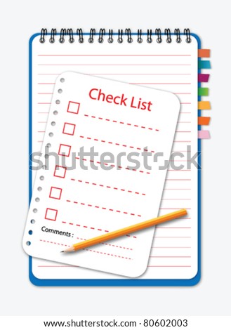 Notebook with checklist paper