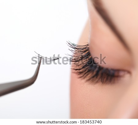 Woman eye with long eyelashes. Eyelash extension