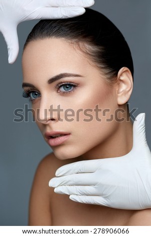 Cosmetic surgery. Beautiful Woman before Plastic Operation. Beauty Face