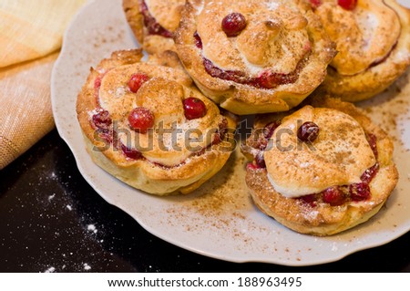 homemade sweet cakes with cranberries on a dish