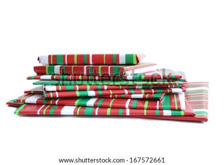 Wrapped presents, books for holiday Christmas season