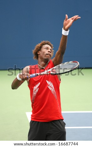 August 25, 2008 - US Open, New York: Gael Monfils of France serving at the 2008 US Open during a first round match defeating Pablo Cuevas of Uruguay