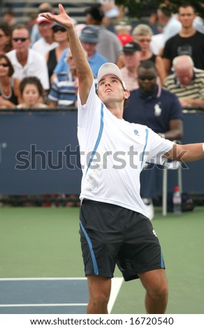 NEW YORK, US Open - August 25, 2008: Wayne Odesnik, American pro tennis player, serving during a first round match