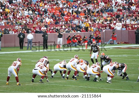 Fedex Field, Washington DC - October 19: Washington Redskins defeating Cleveland Browns 14-11 during a football game on October 19, 2008