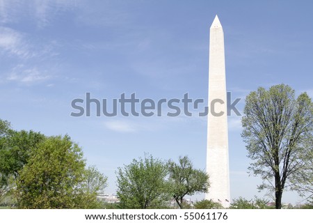 View of the Washington Monument in DC, summer or spring,