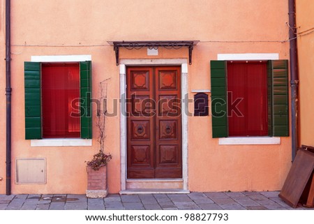 Door and windows in Burano island, Venice, Italy