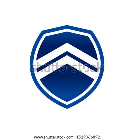 Futuristic Up Arrow Blue Shield Graphic