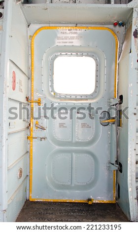 the door of old aircraft in bangkok
