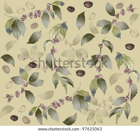 Seamless background with branches coffee tree, fashionable modern wallpaper or textile. Illustration of a coffee tree.