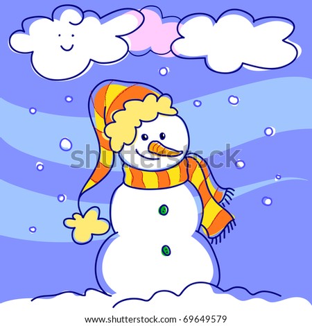 Winter: Cartoon Snowman Stock Photo 69649579 : Shutterstock