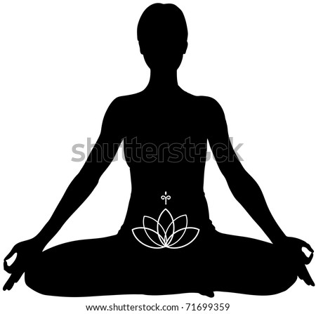 An Isolated Silhouette Of A Woman In Meditation. Lotus Pose. Padmasana ...