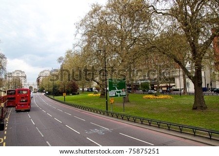 Park Lane Street, Westminster, besides Hyde Park in front of Marble Arch, London - UK