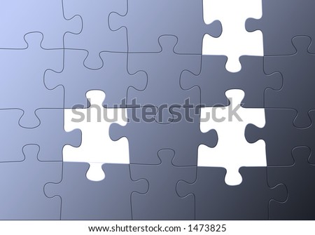 blue puzzle w/missing parts, easy to use as background or image on it as transparency.