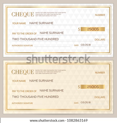 Check (cheque), Chequebook template. Abstract pattern with watermark. White background for banknote, money design, currency, bank note, Voucher, Gift certificate, Coupon, ticket
