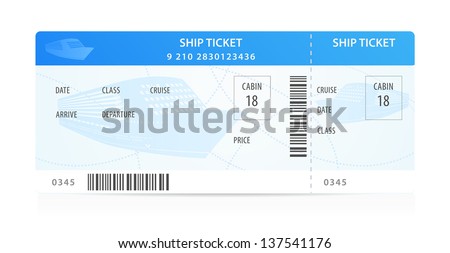 Vector Ship Ticket (Template / Layout) With Silhouette. Travel By ...