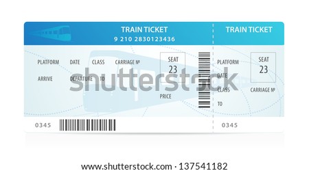 Vector Train Ticket, Traveler Check (Template / Layout) With Train ...